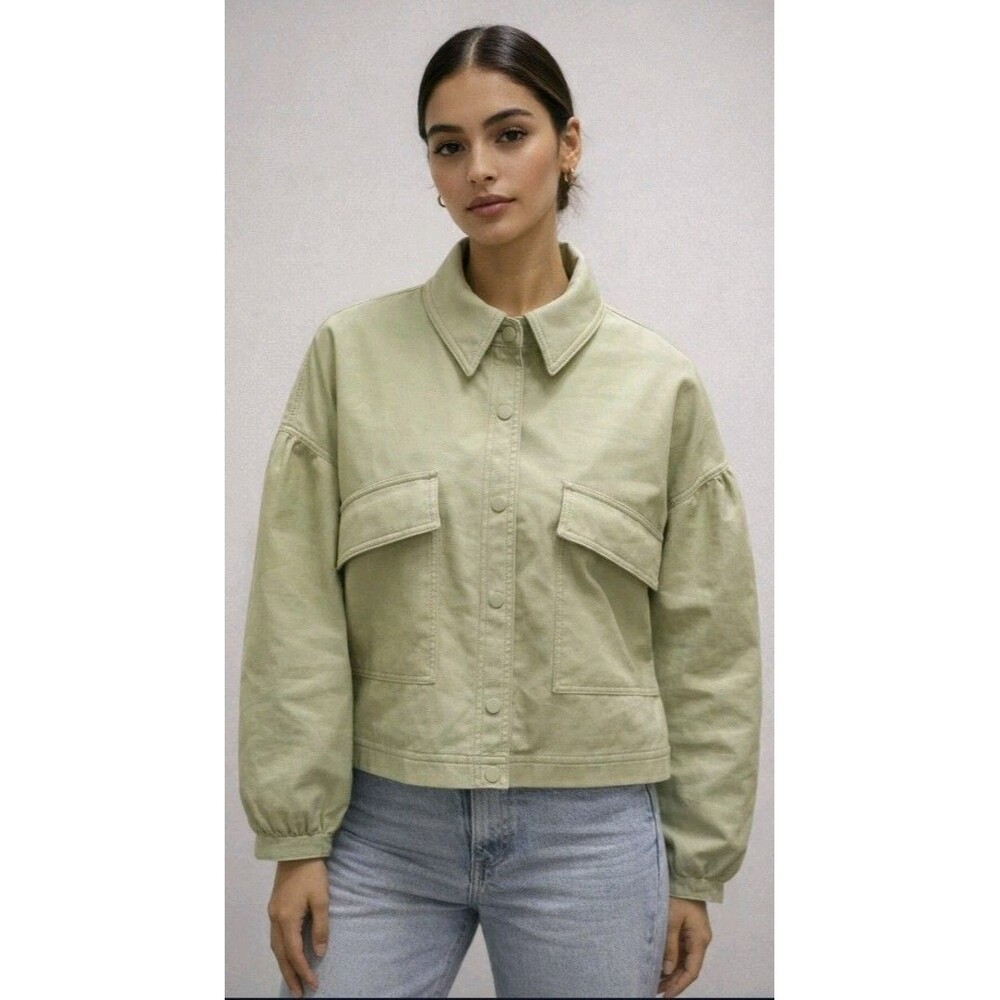 7 For All Mankind Jacket Women's Size  XS  Light Green Pockets Snap Closure EC
